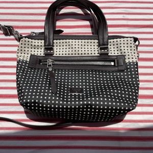 Fossil dot tote purse with crossbody strap